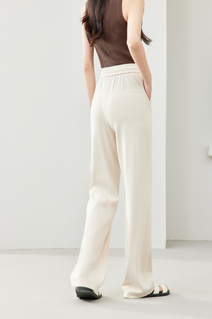 Solid Color Drawstring Wide Leg Pants