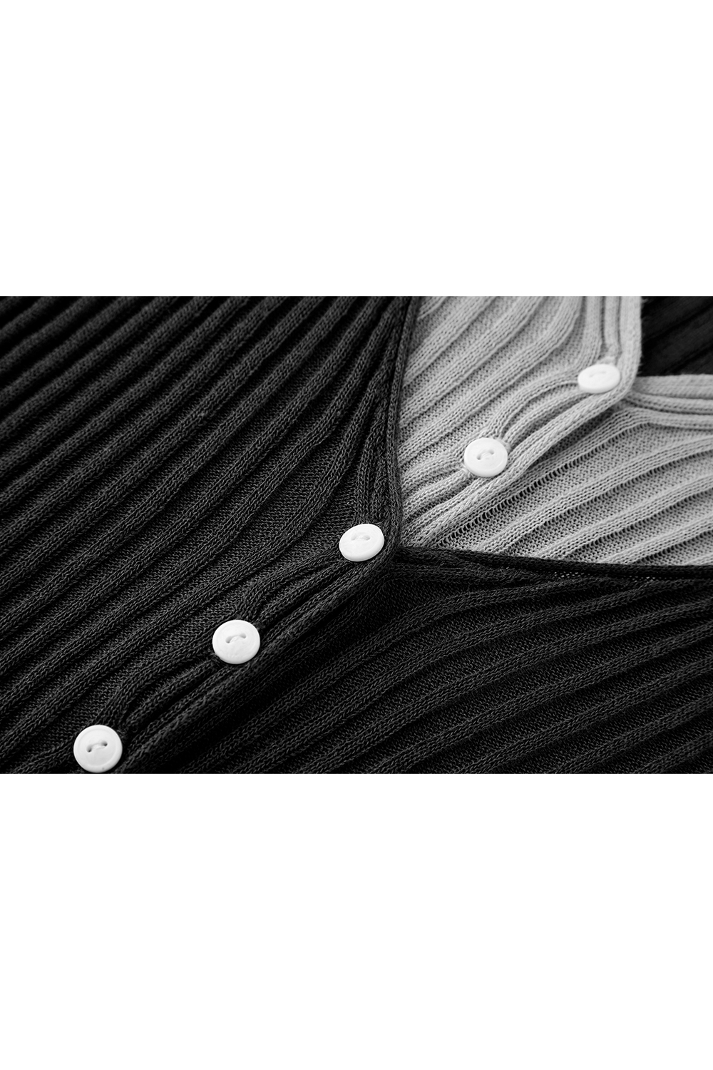 Collar Patchwork with Contrast Knit Cardigan-VIMLYSTORE