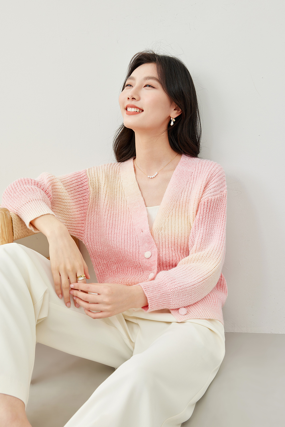 Gradient Knitted Cardigan-VIMLYSTORE