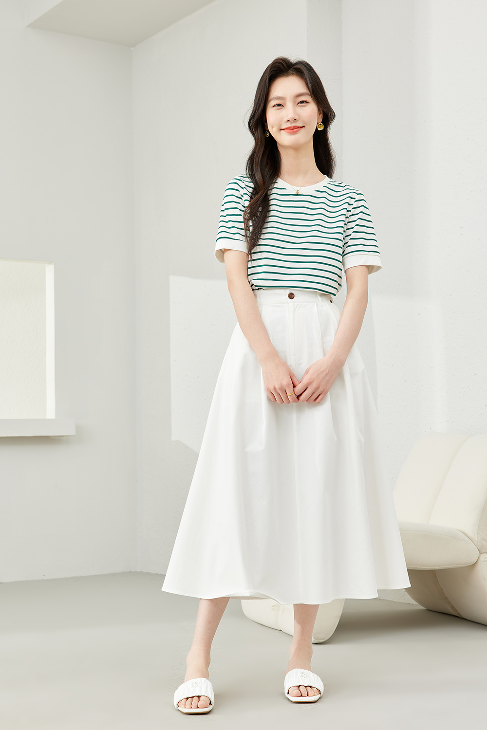 Minimalist Striped Round Neck T-Shirt-VIMLYSTORE