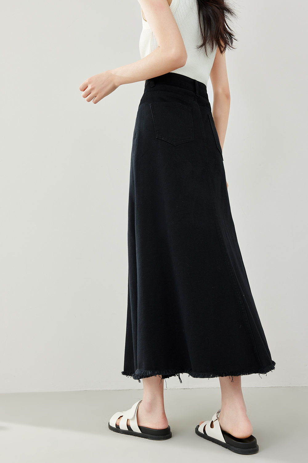 High Waist Fishtail Denim Skirt
