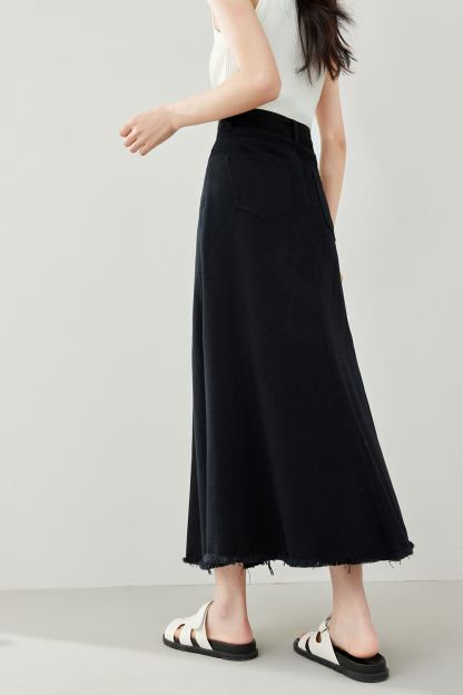 High Waist Fishtail Denim Skirt