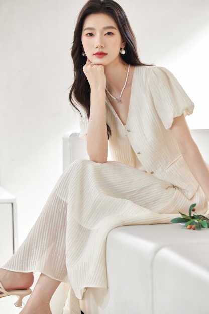 French Gentle Slimming Short-Sleeved Suit