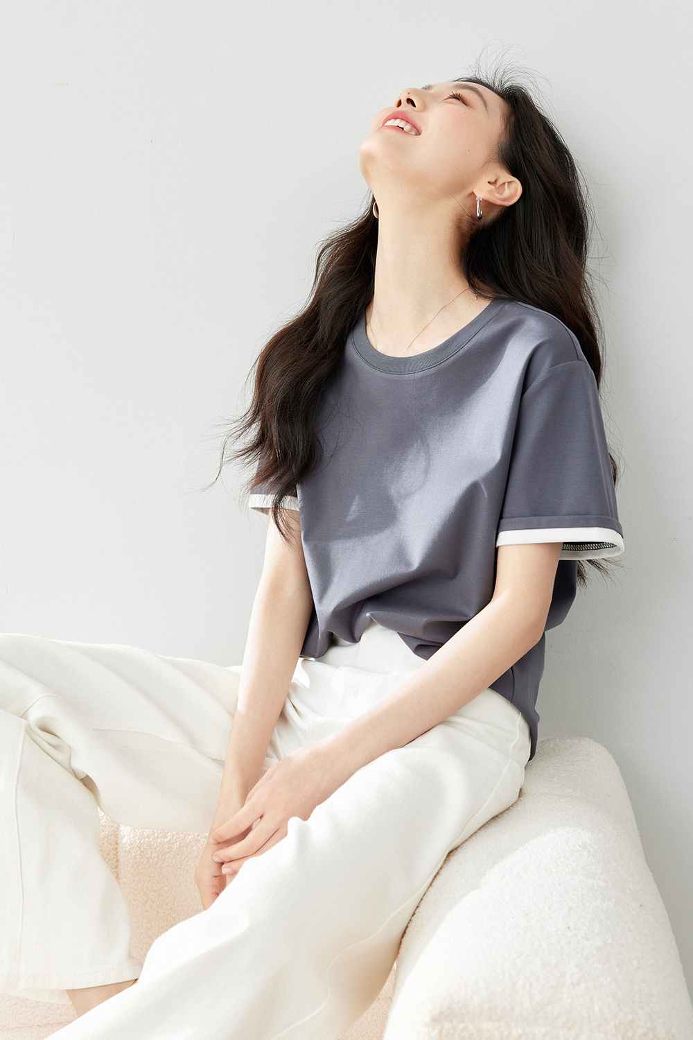 Light Luxury Mercerized Contrast Color T-Shirt