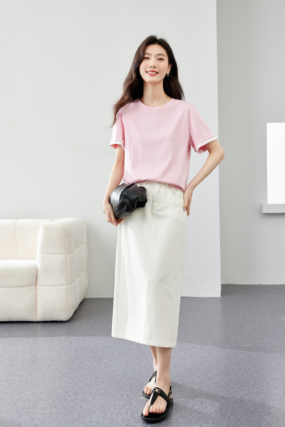 Light Luxury Mercerized Contrast Color T-Shirt
