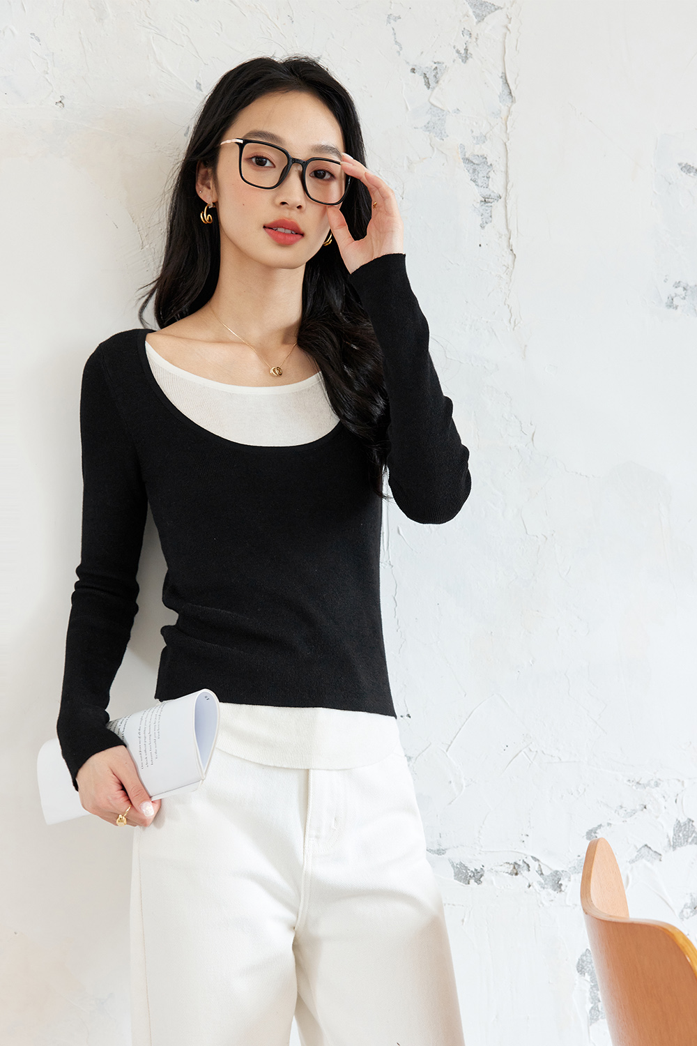 Fake Two-Piece Base Sweater