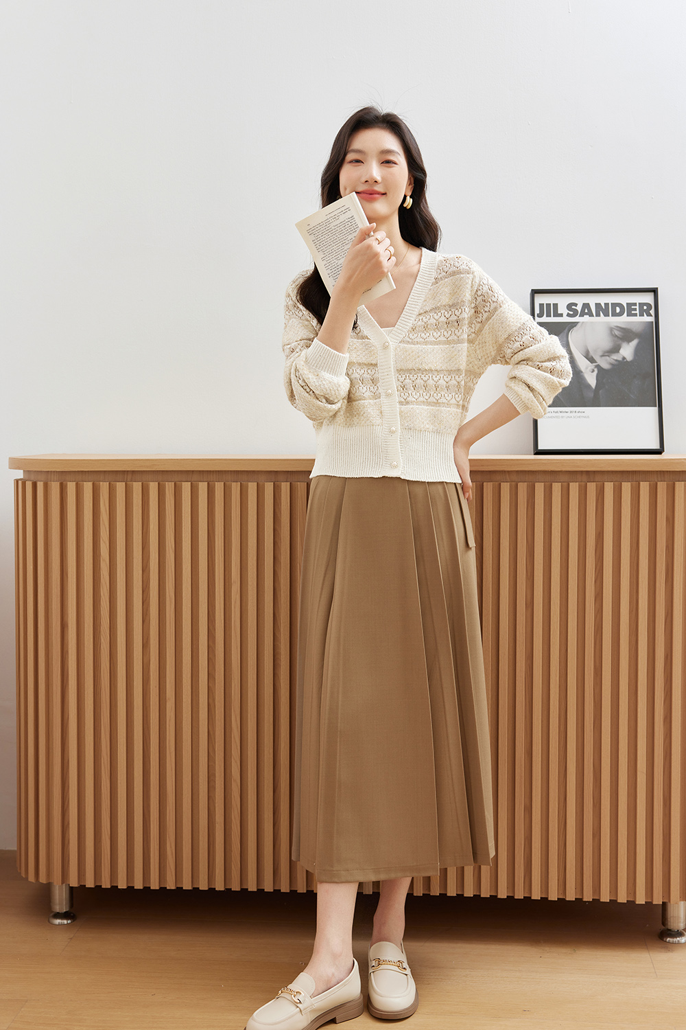 Striped Gentle Style Knitted Cardigan