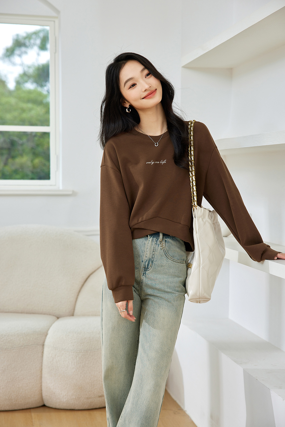 Letter Embroidered Casual Sweatshirt