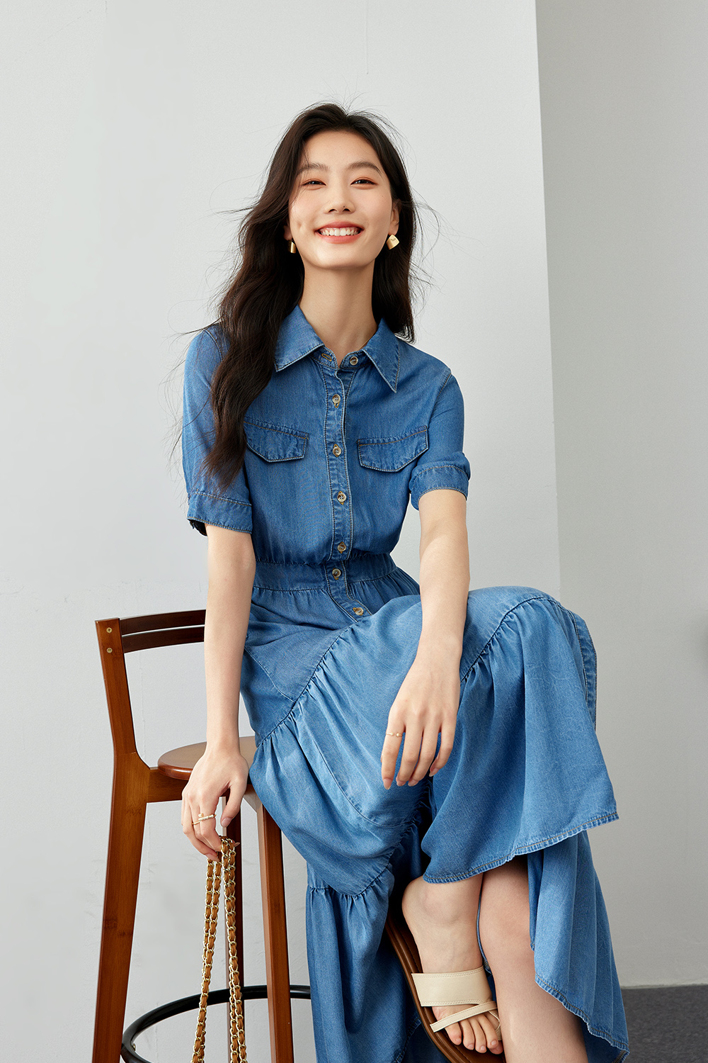 Tencel Denim Multi-Layer Dress