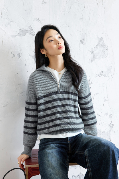 Lazy Style Striped Knitted Sweater