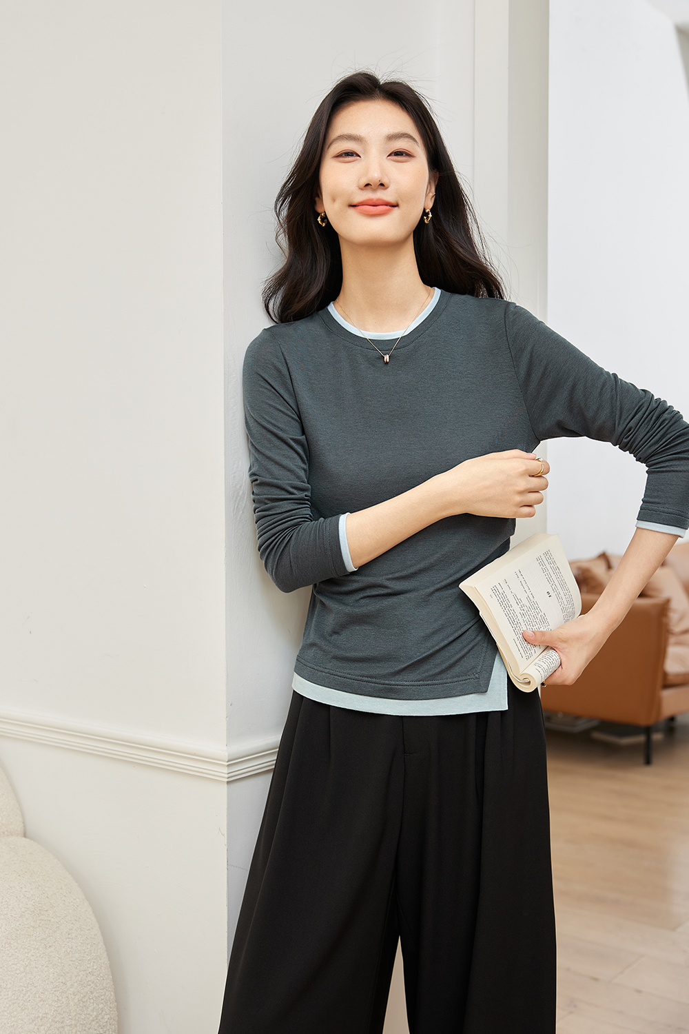 Faux Two-Piece Knitted Base Layer-VIMLYSTORE