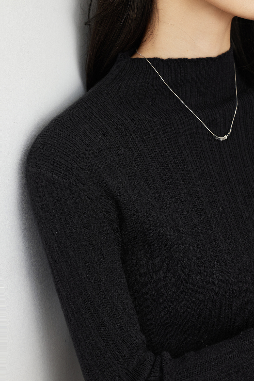 Solid color  Inside base knitted sweater-VIMLYSTORE