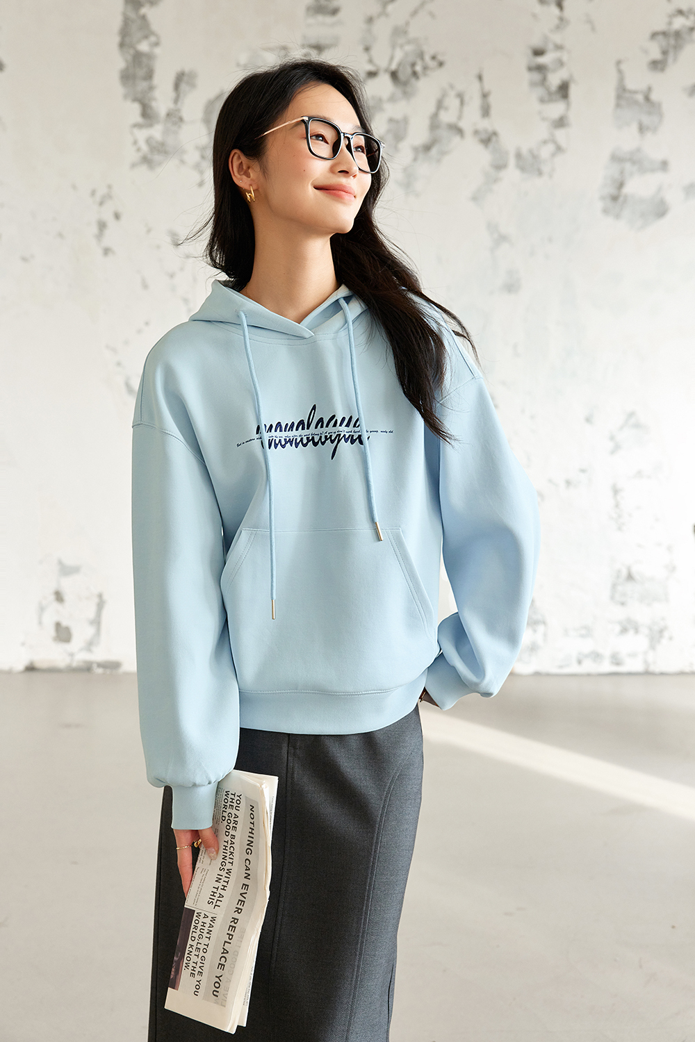 Letter American style hooded sweatshirt