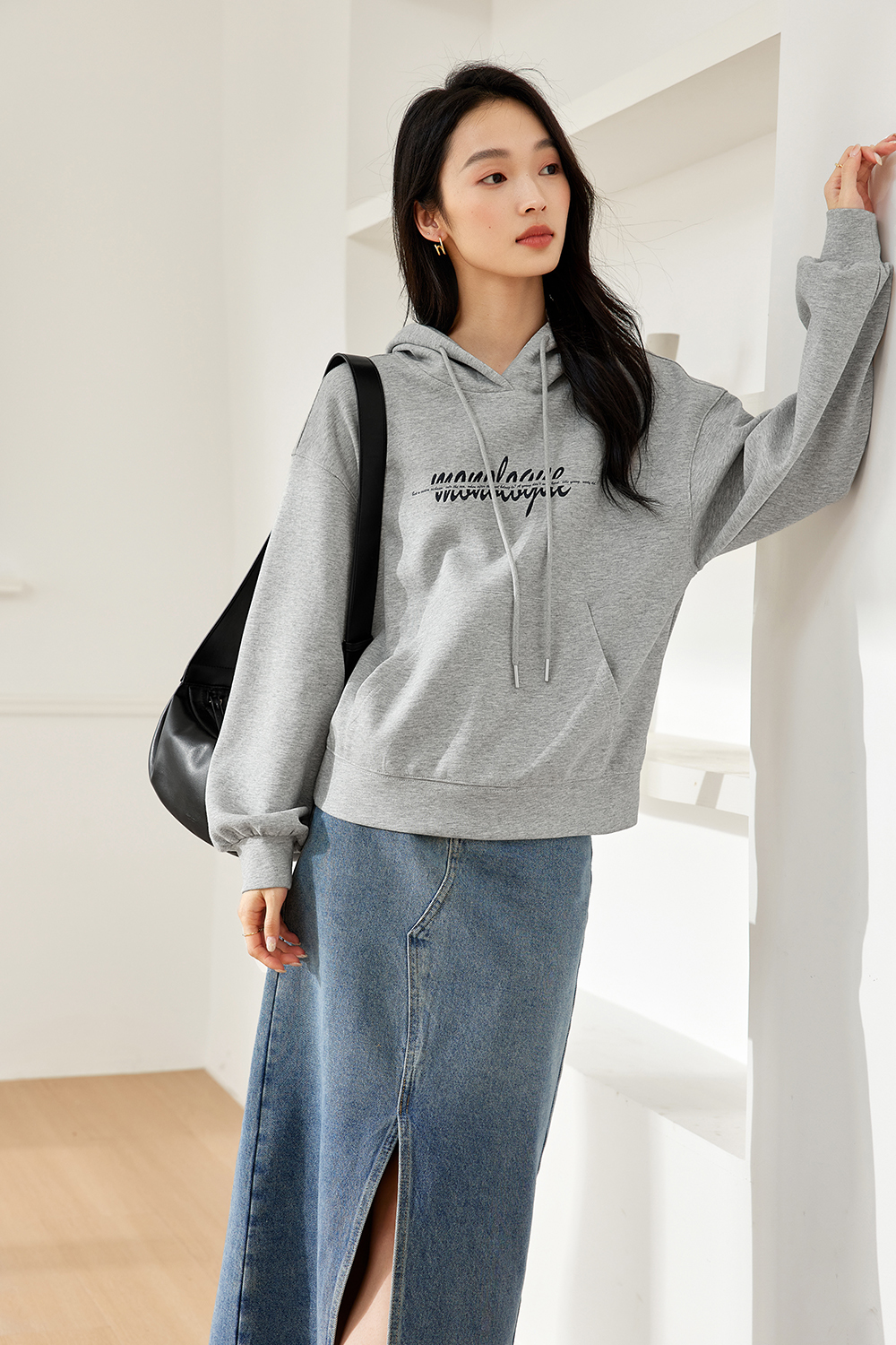 Letter American style hooded sweatshirt