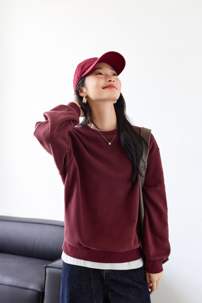 Casual Solid Color Warm Sweatshirt
