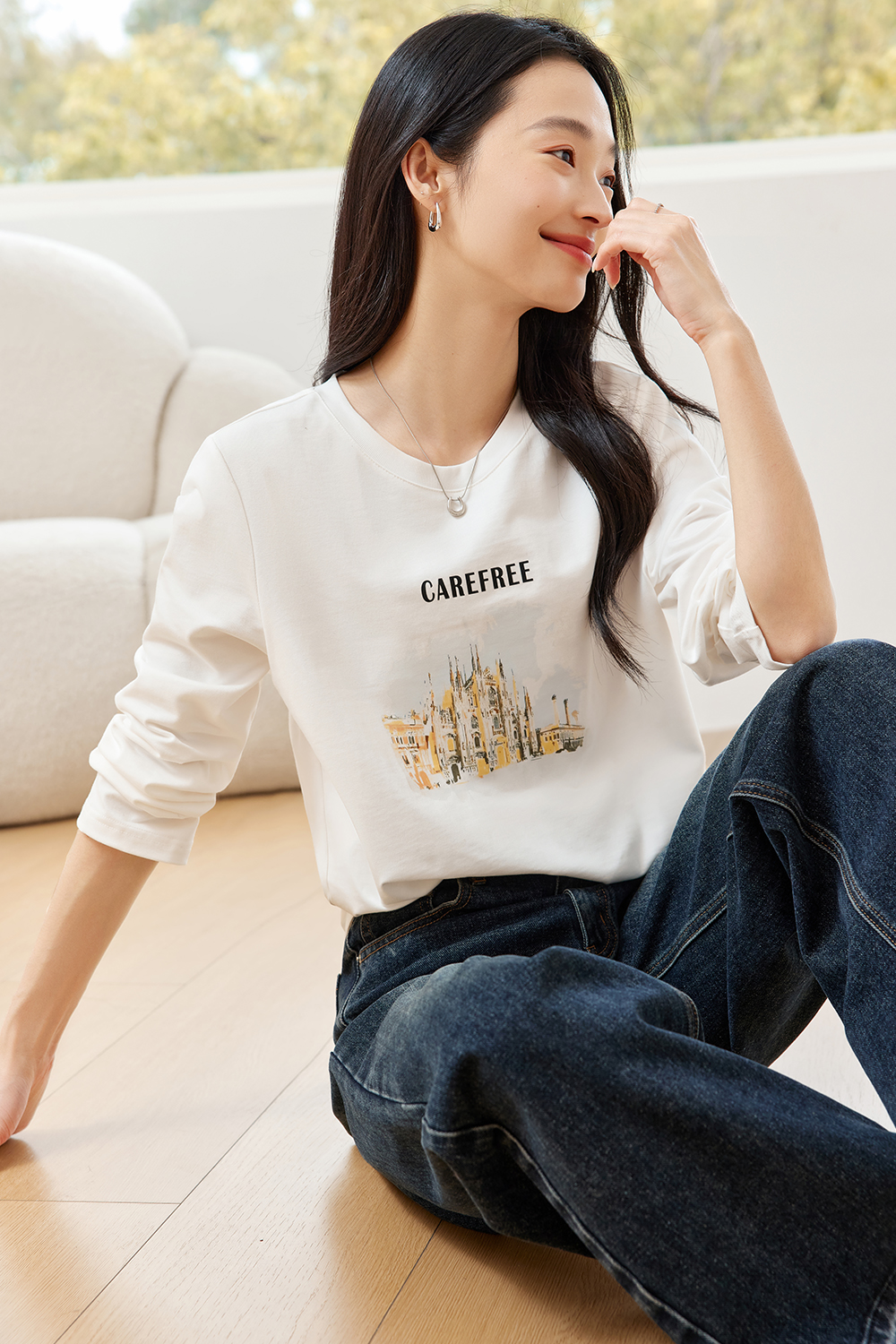 Scenery Print Cotton T-shirt