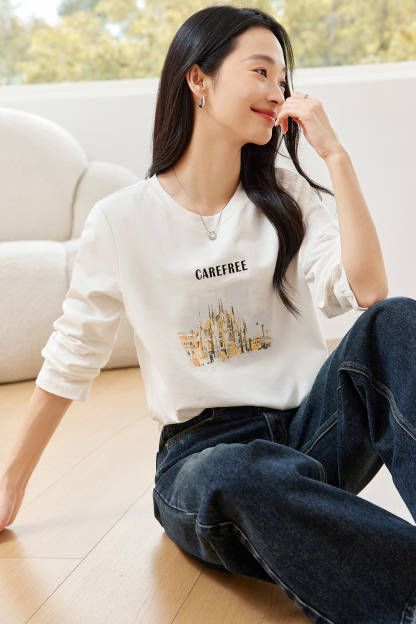 Scenery Print Cotton T-shirt