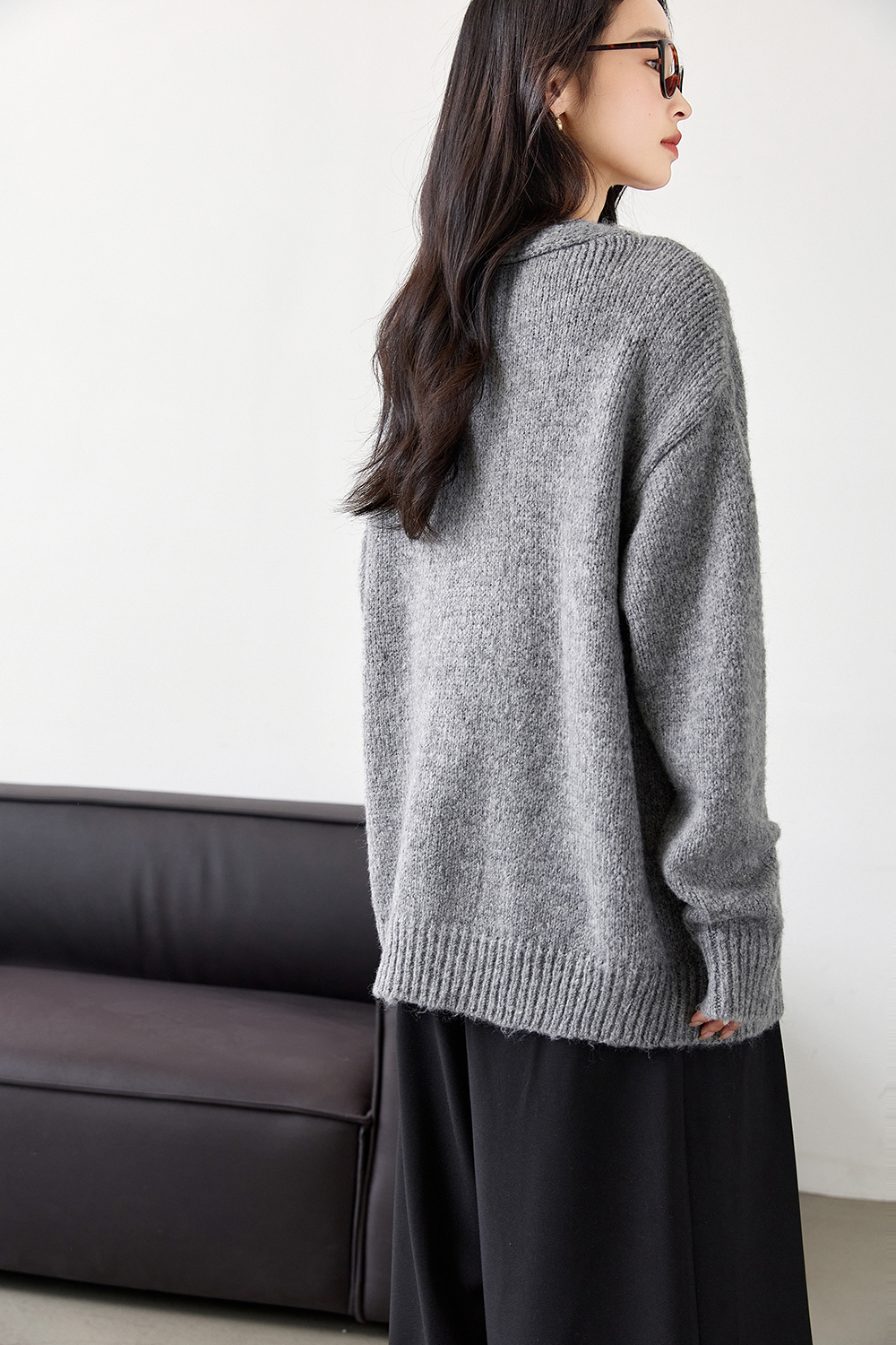 Wool Blend Knitted Top Two-Piece Set