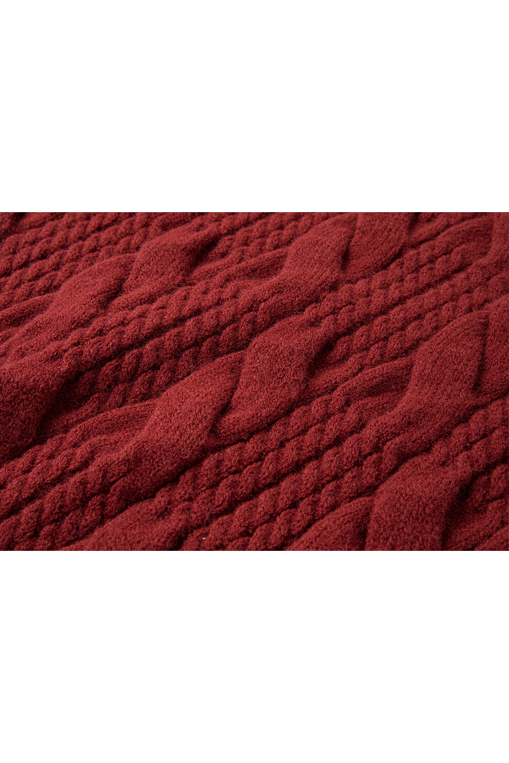 High neck cable design knitted sweater-VIMLYSTORE