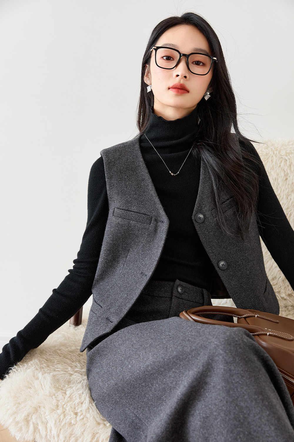 Old-Money-Style Vest And Skirt Set-VIMLYSTORE