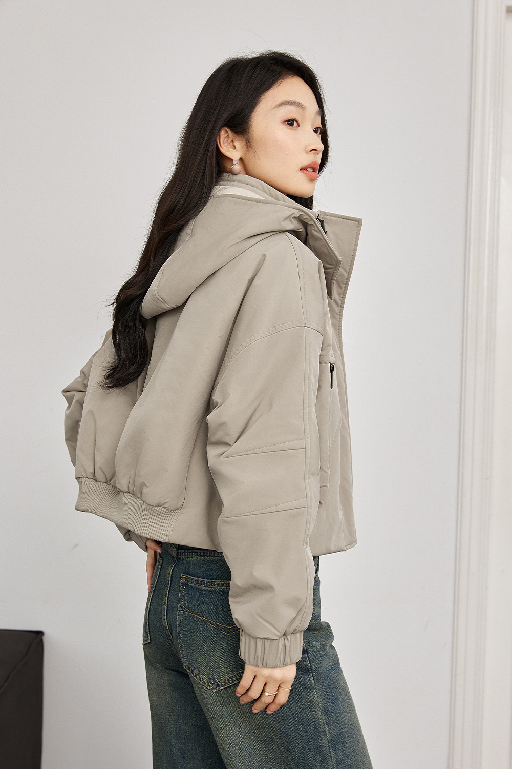 Hooded Short Cotton Coat-VIMLYSTORE