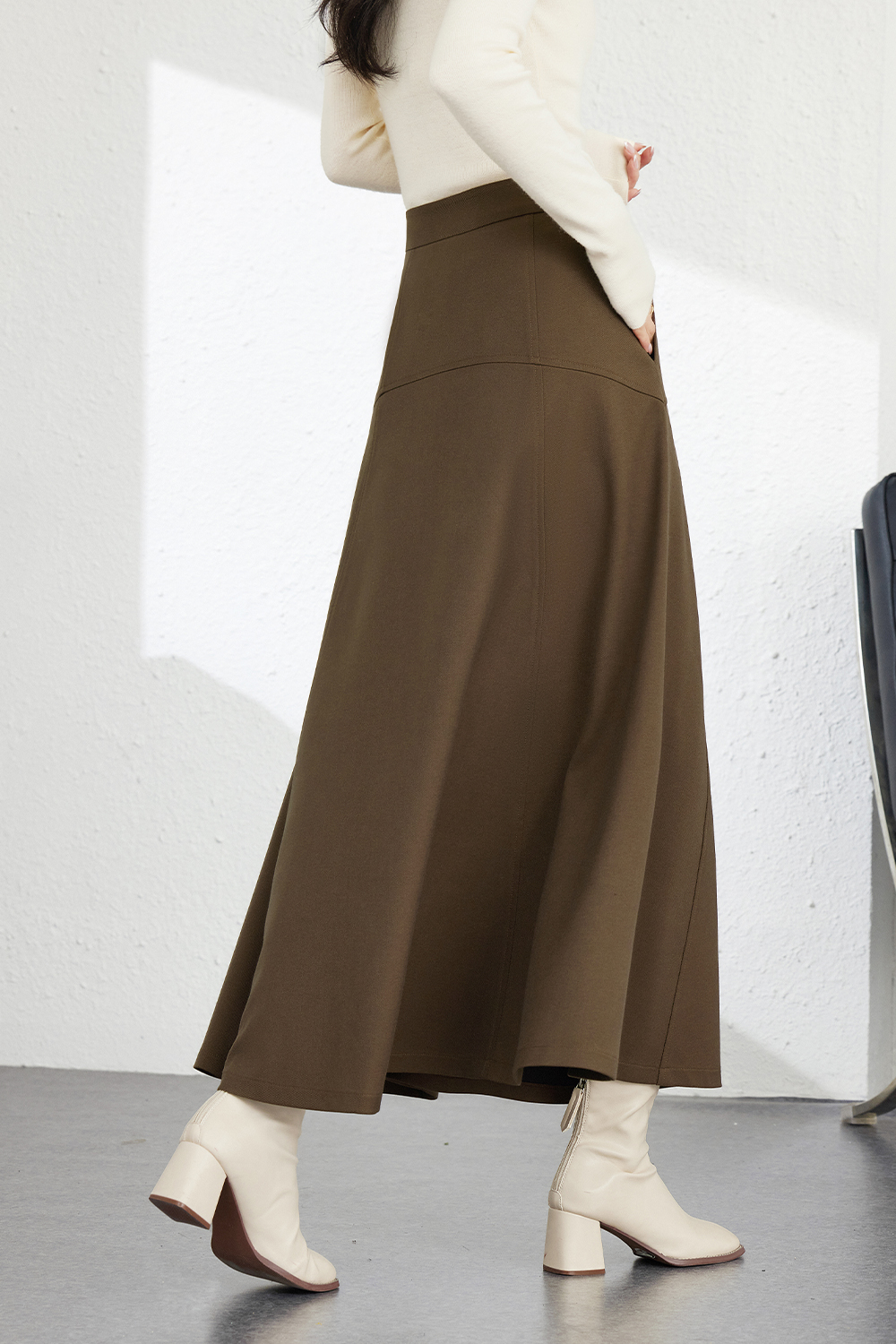 Modern Wool Blend Skirt-VIMLYSTORE