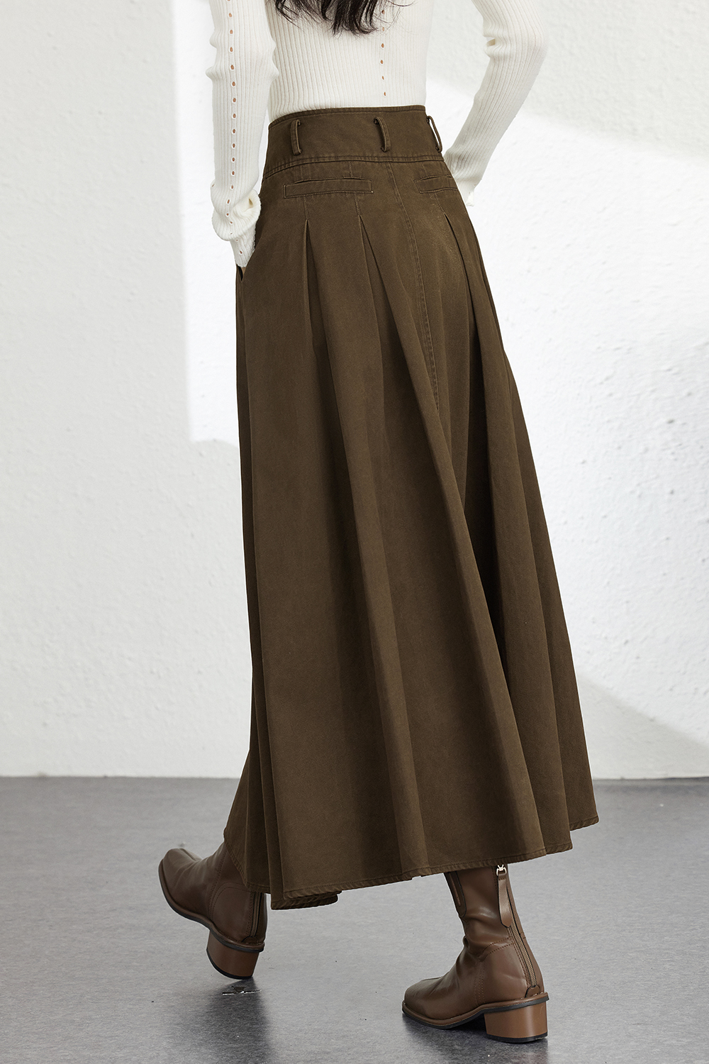 Cotton Metal Button Skirt-VIMLYSTORE