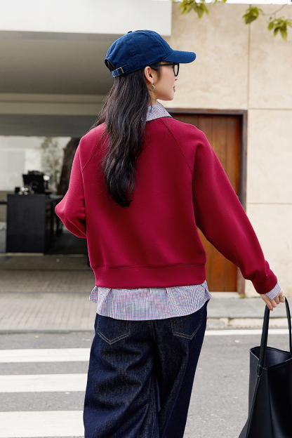 School style spliced sweatshirt