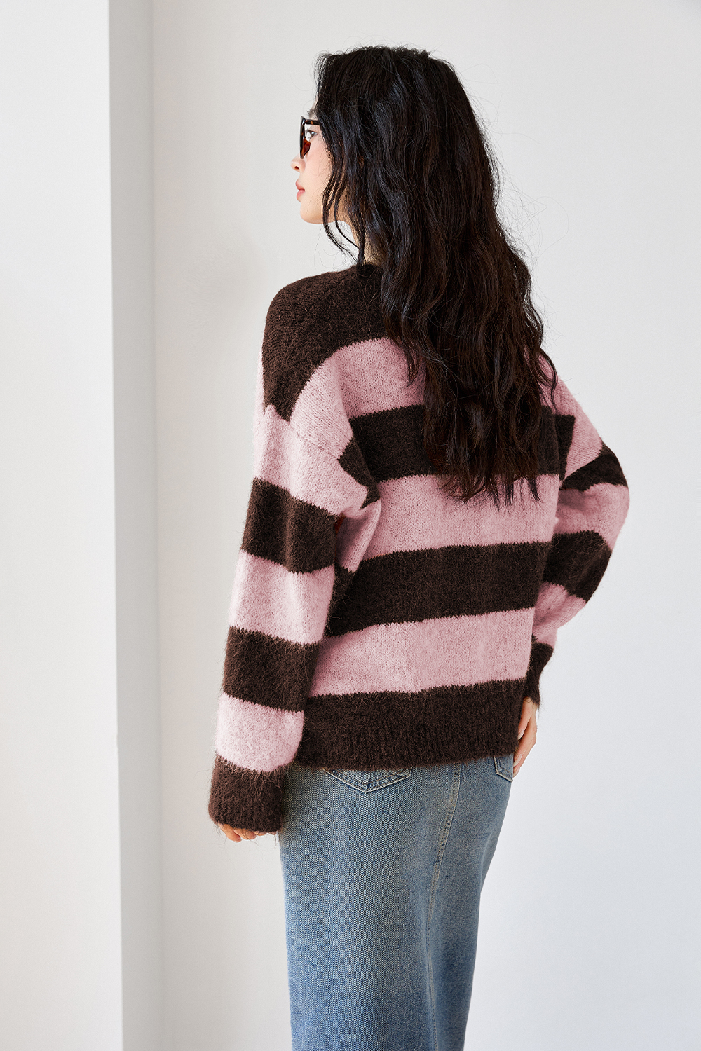 Contrast Striped Sweater-VIMLYSTORE