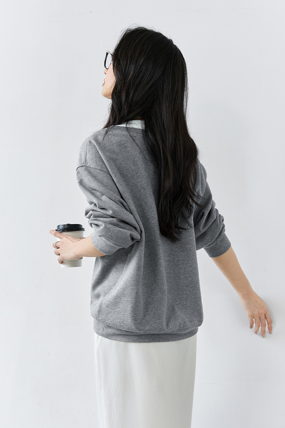 Contrast Color Fake Two-Piece Cotton Sweatshirt-VIMLYSTORE