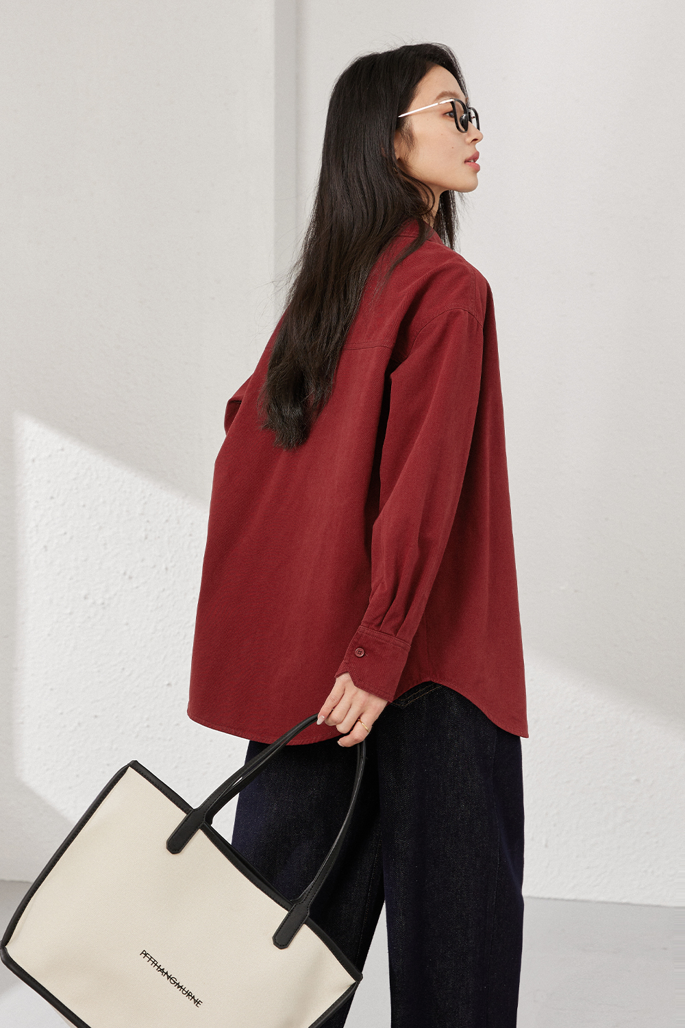 Wine Red Long-Sleeved Shirt