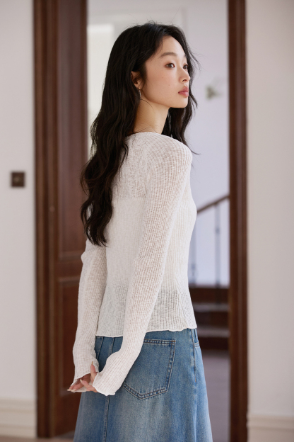 Striped Solid Color Knit Cardigan