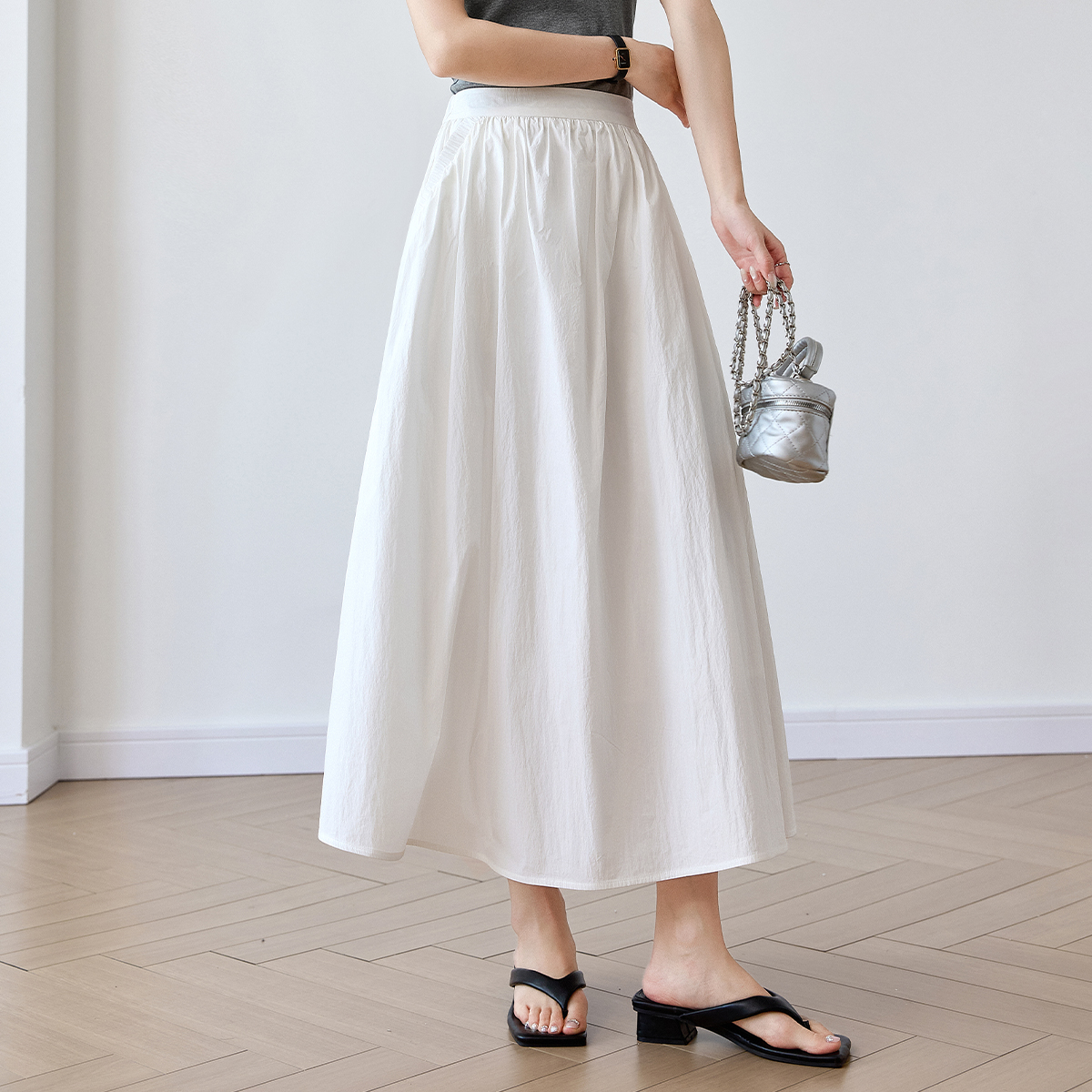 Soft And Loose Woven Umbrella Skirt-VIMLYSTORE