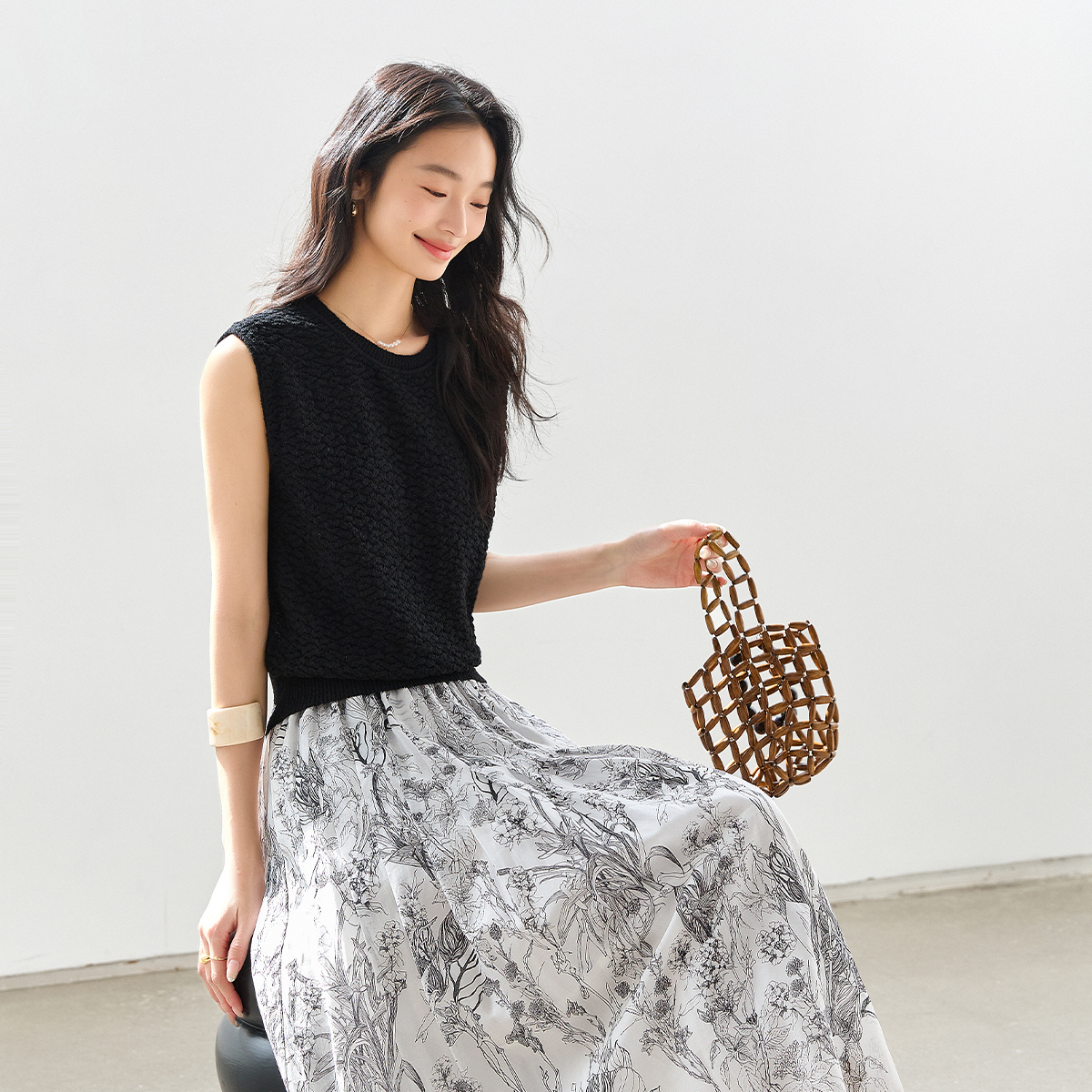 Textured Sleeveless Sweater
