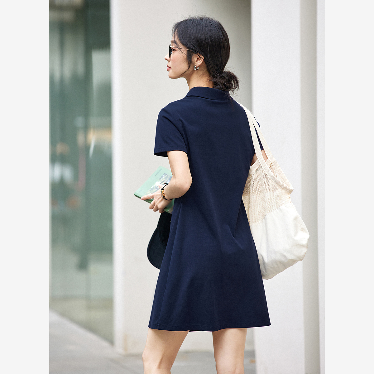 Polo Neck Rabbit Embroidered Dress