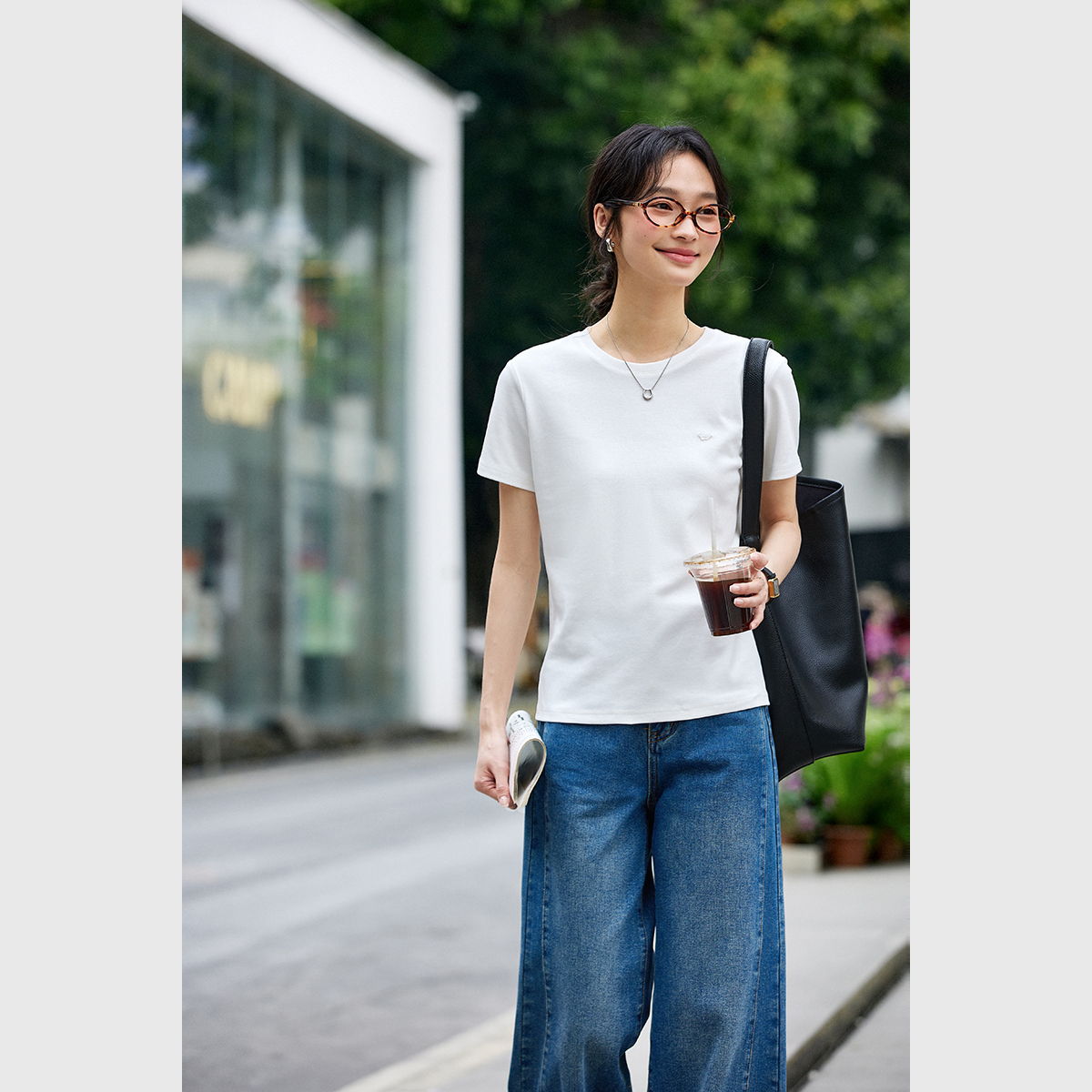 Back Hollow Solid Color T-Shirt