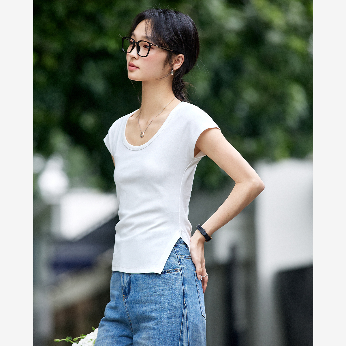 Asymmetric Knitted T-Shirt