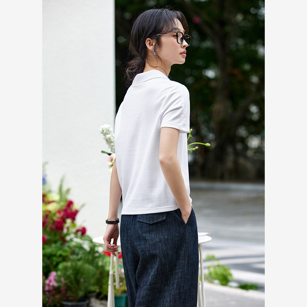 Lapel Cotton T-Shirt