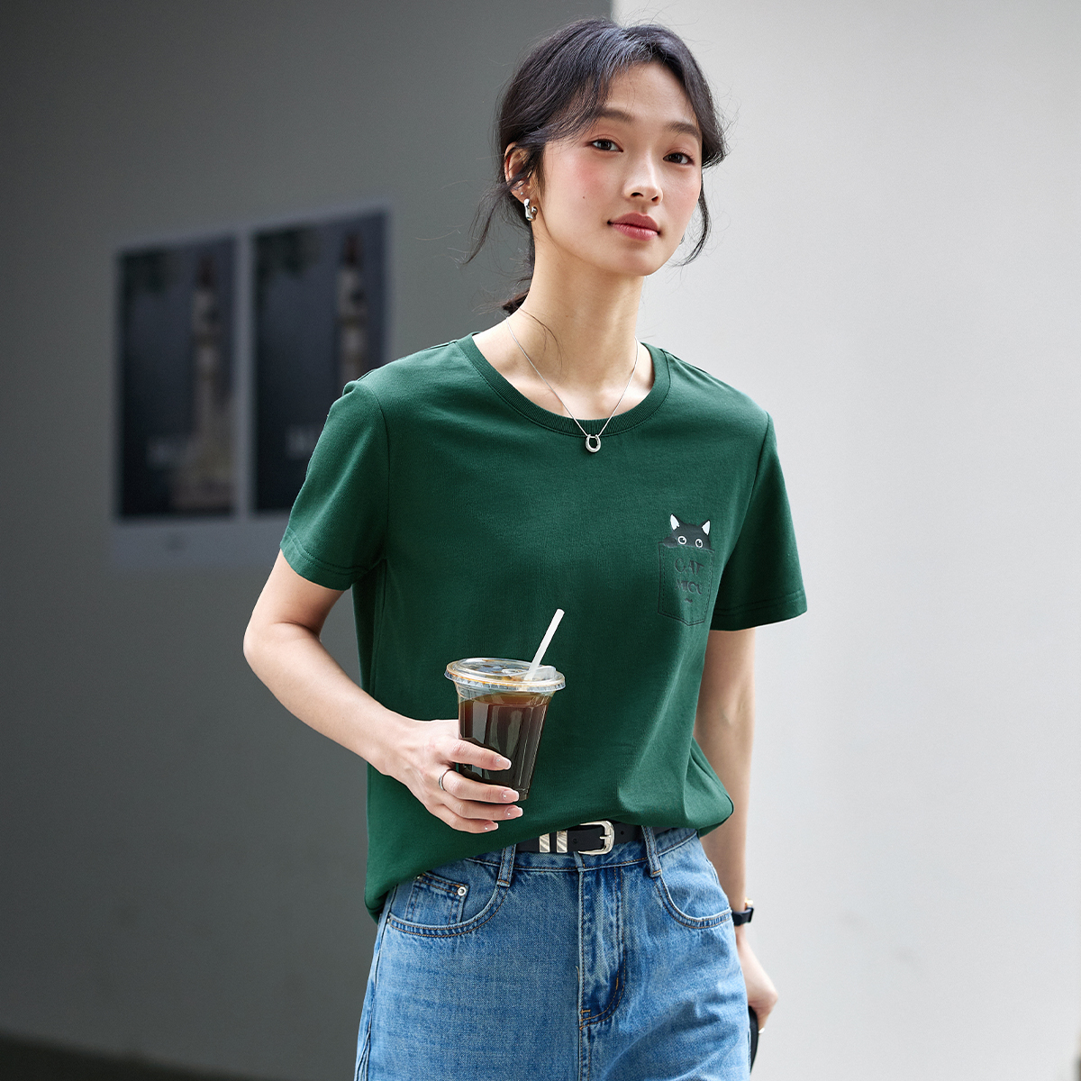 Cotton Pocket Cat T-Shirt