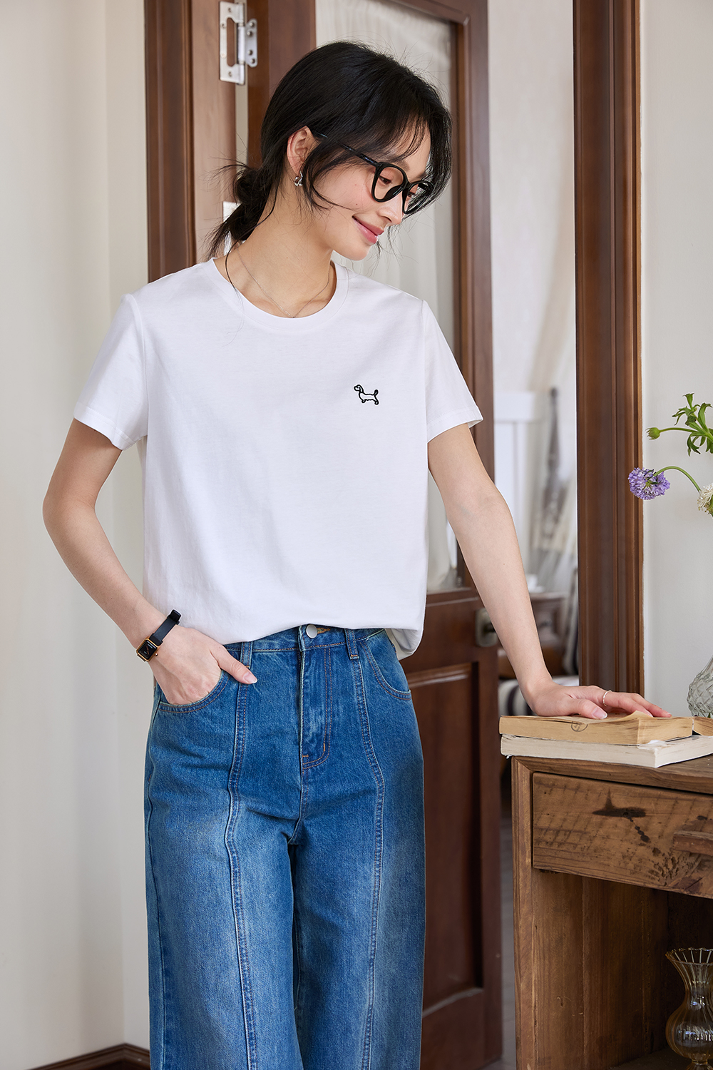 Lines Puppy Casual T-Shirt-VIMLYSTORE