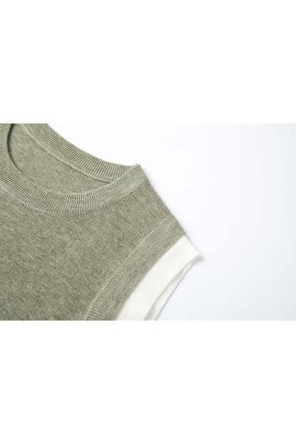 Round Neck Sleeveless Loose Knit Sweater