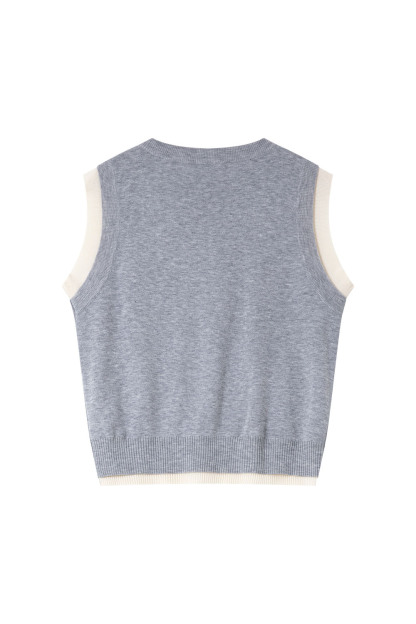 Round Neck Sleeveless Loose Knit Sweater