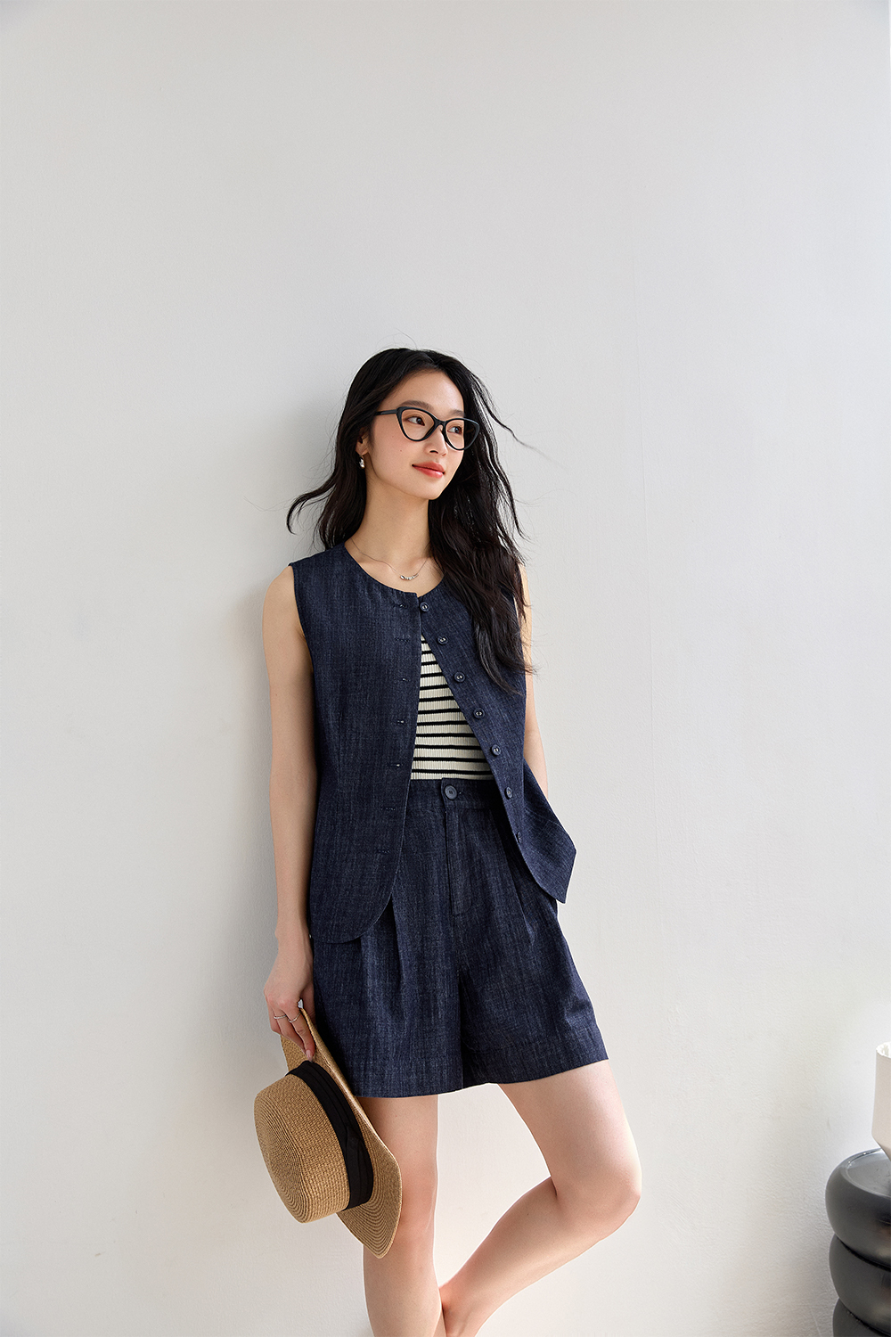 Old Money Style Pure Cotton Denim Suit