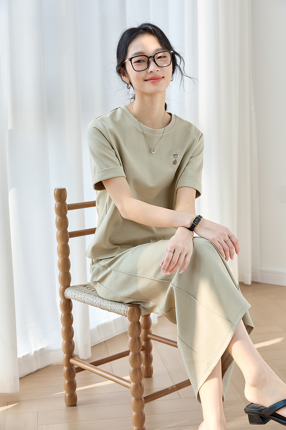 Cotton Blended Casual Embroidery Suit