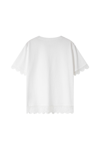 Lace Patchwork Round Neck T-Shirt
