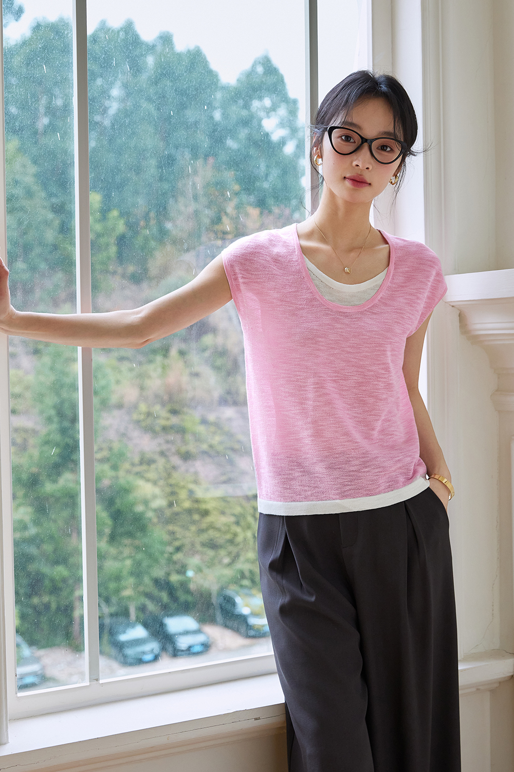 Fake Two-Piece Straight Knit Sweater