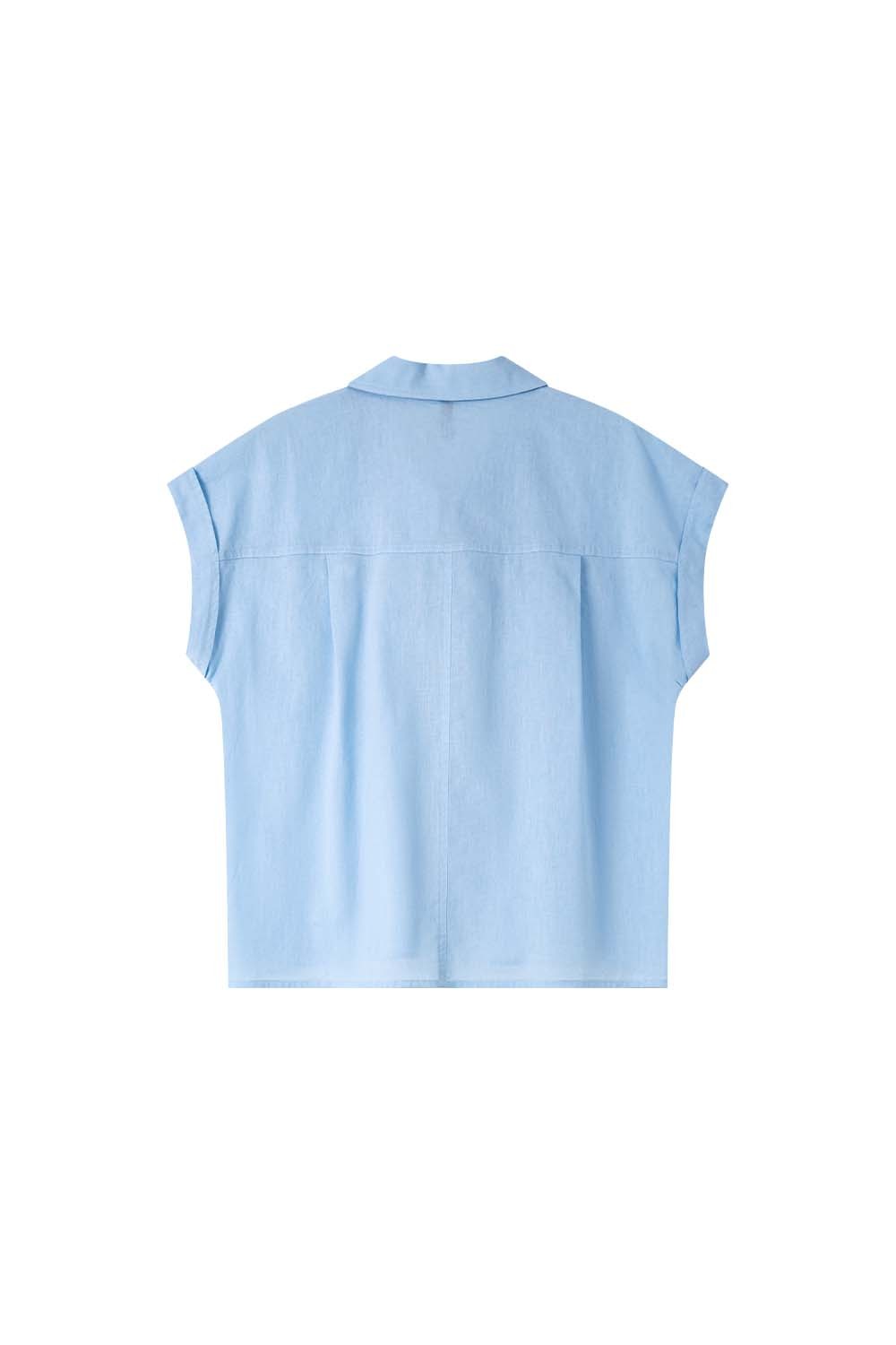 Cotton And Linen Blend Straight Shirt