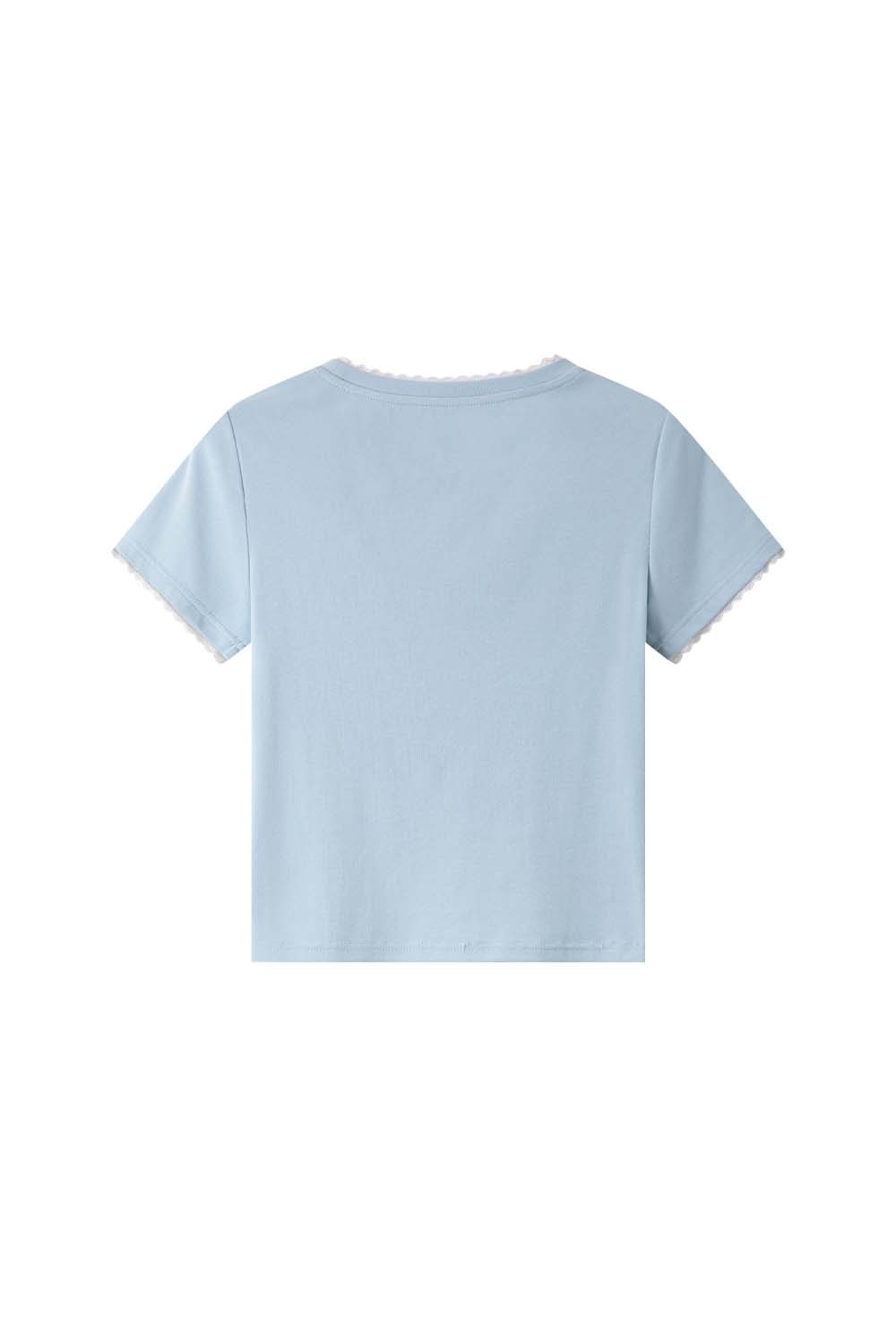 Paneled Round Neck Straight T-Shirt