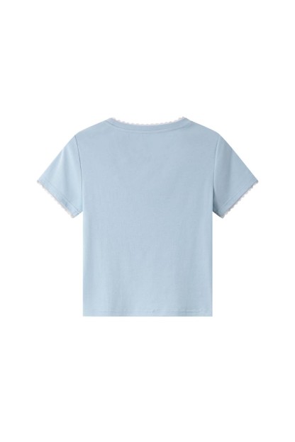 Paneled Round Neck Straight T-Shirt