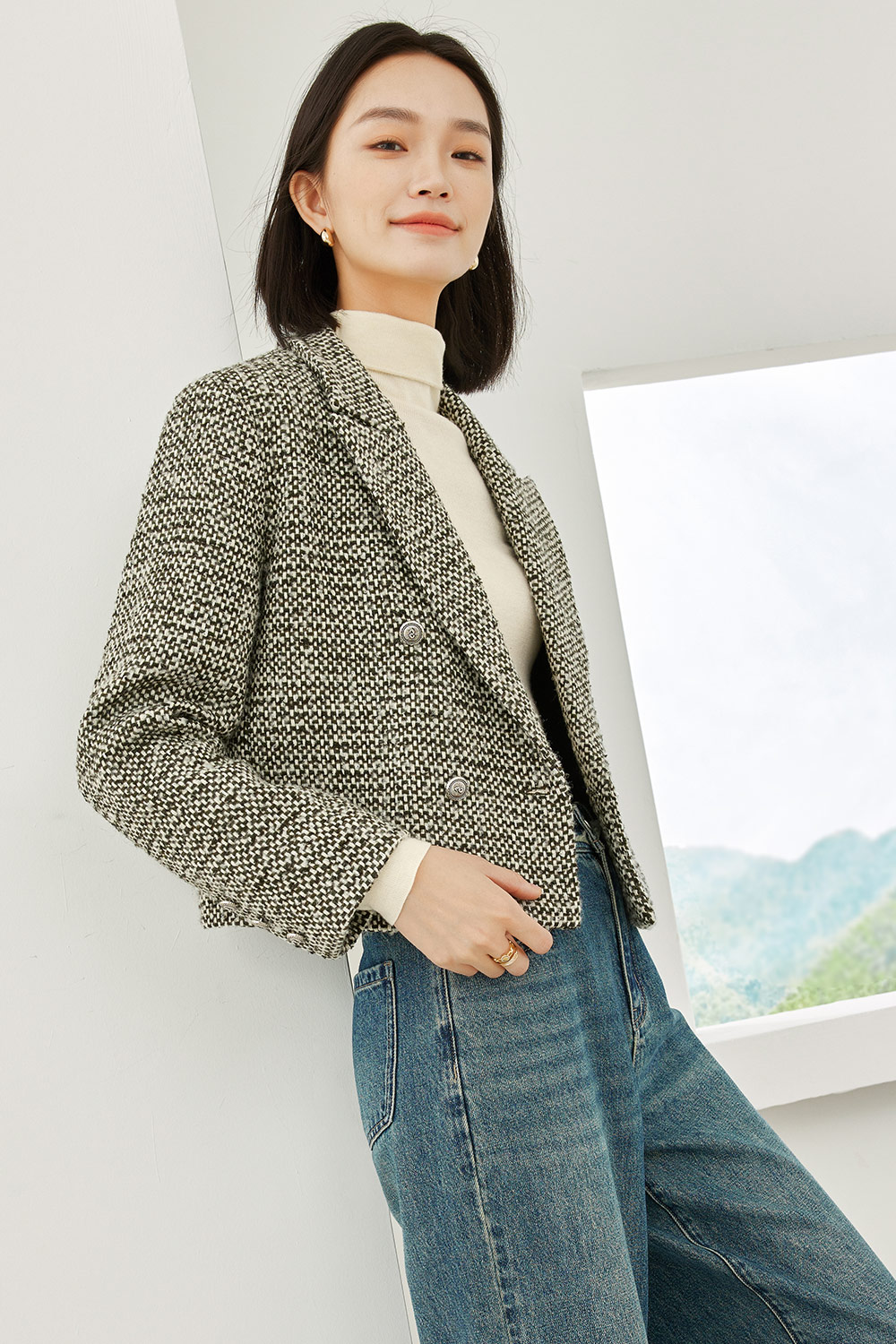 Wool Blend Short Blazer